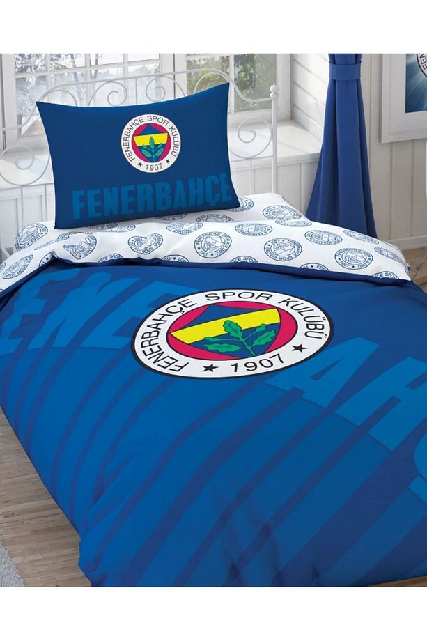Sarı Lacivert Tek Kişilik Lastikli Taraftar Nevresim Takımı - 2