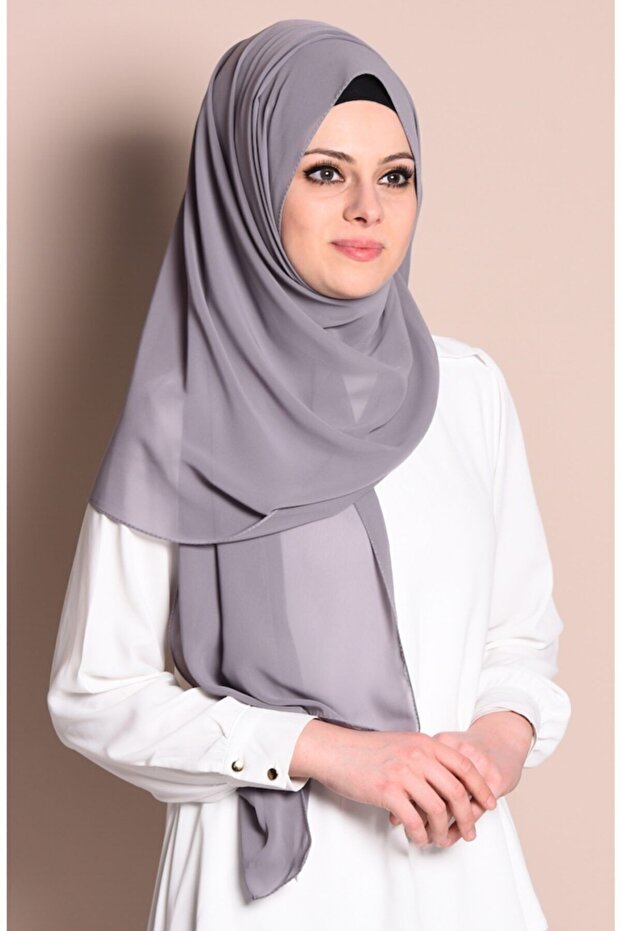 شال شيفون رمادي - 70x200 - 2