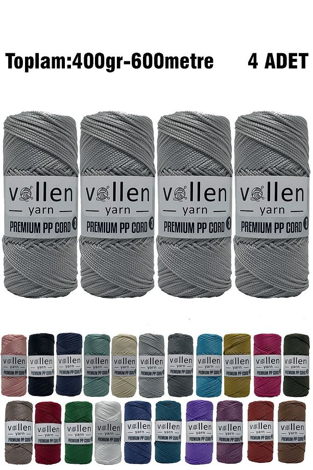 600m Polyester Makrome Ipi, Supla Ipi, Çanta Ipi, Bileklik Ipi,makrame,açık Gri 1.5mm-400gr - 1