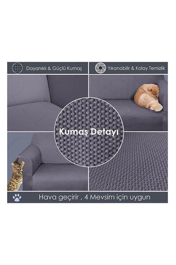 Mikropetek Streç Lastikli 3 3 1 1 Koltuk Örtüsü Takımı Kanepe Çekyat Örtüsü Koltuk Kılıfı - 2