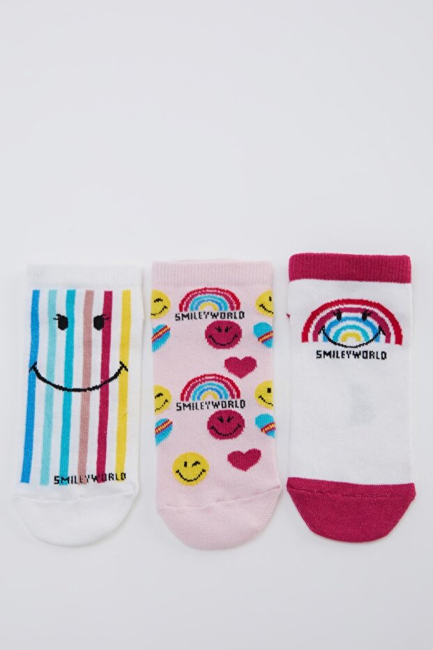 Girl's Smileyworld Licensed 3-Piece Booties Socks U0493A621SP