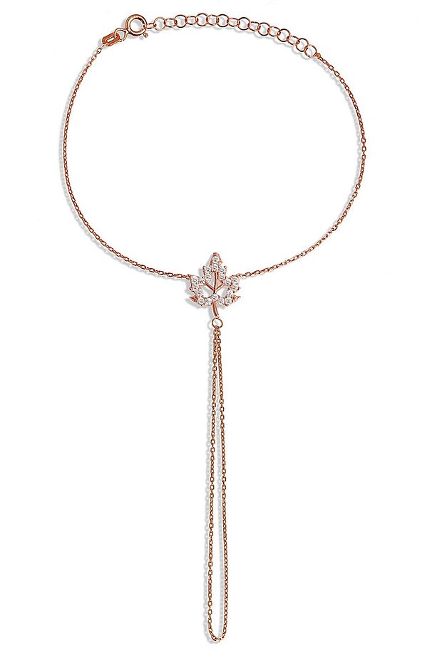 Çınar Yaprağı Figürlü Rose 925 Ayar Gümüş Şahmeran - B057901 - 2