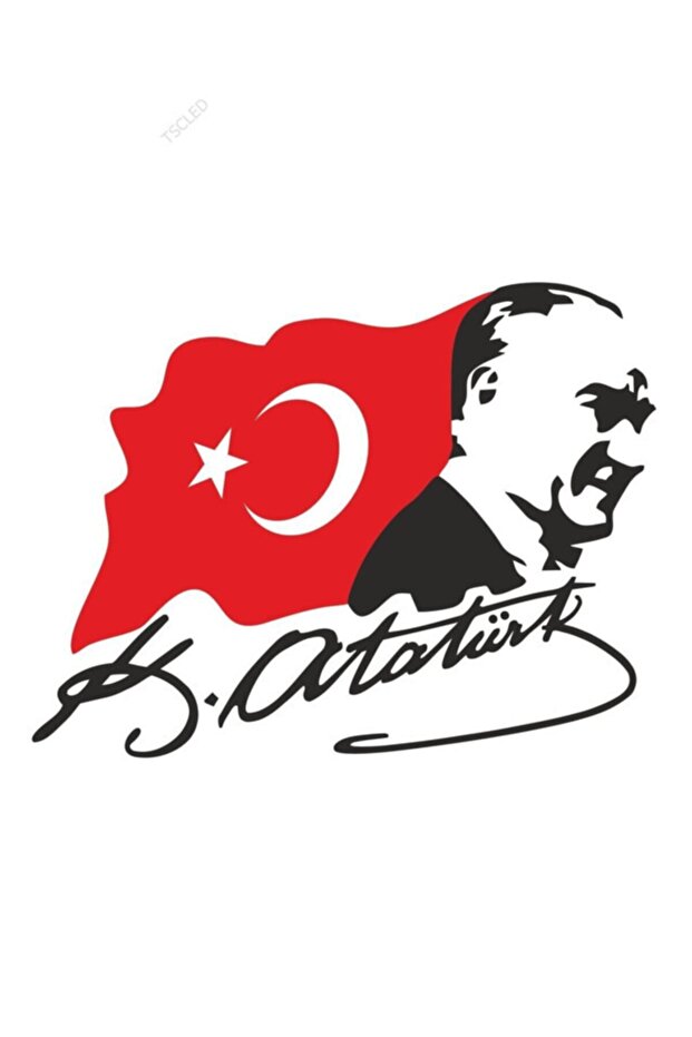 Mustafa Kemal Atatürk And Turkish Flag Sticker 18cm