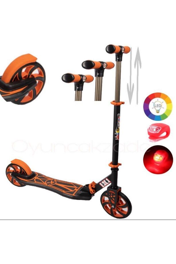 Dev Tekerlekli Scooter Katlanabilir Boy Ayarlanabilir 2 Tekerlekli Çakar Led Işıklı Scoter 12+yaş - 1