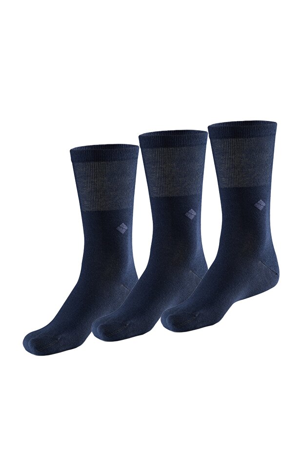 Odor-Free Socket Men's Navy Blue Silver Socks Pack of 3