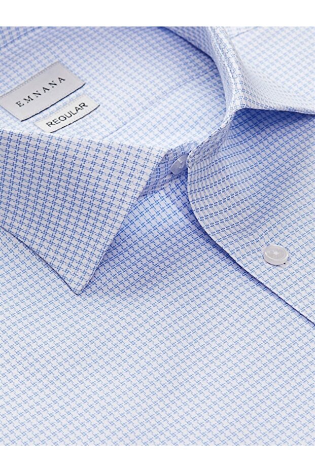 Mavi Desenli Kısa Kollu Regular Fit Gömlek - 2