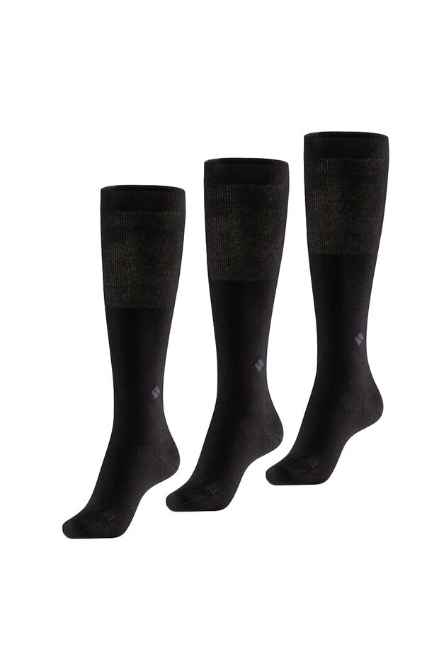 Knee-Length Women's Black Silver Socks 3 Pack