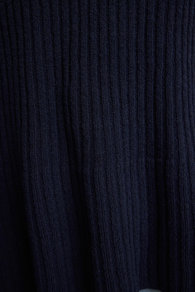 More Sustainable Lacivert Geniş Kalıp Peplum Detaylı Pamuklu Triko Kazak TWOAW25KZ00305 - 4