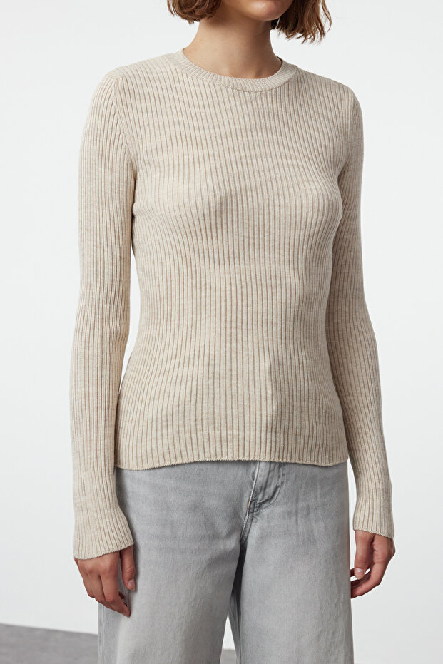 Anthrazit-Beige Doppelpack-Strickpullover TWOAW22KZ1766 - 4