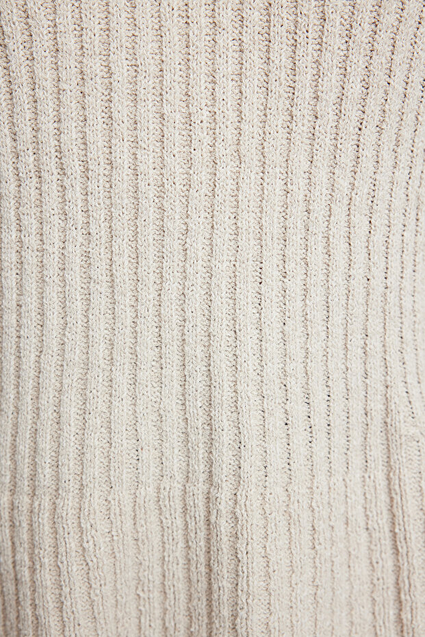 More Sustainable Taş Geniş Kalıp Peplum Detaylı Pamuklu Triko Kazak TWOAW25KZ00305 - 4