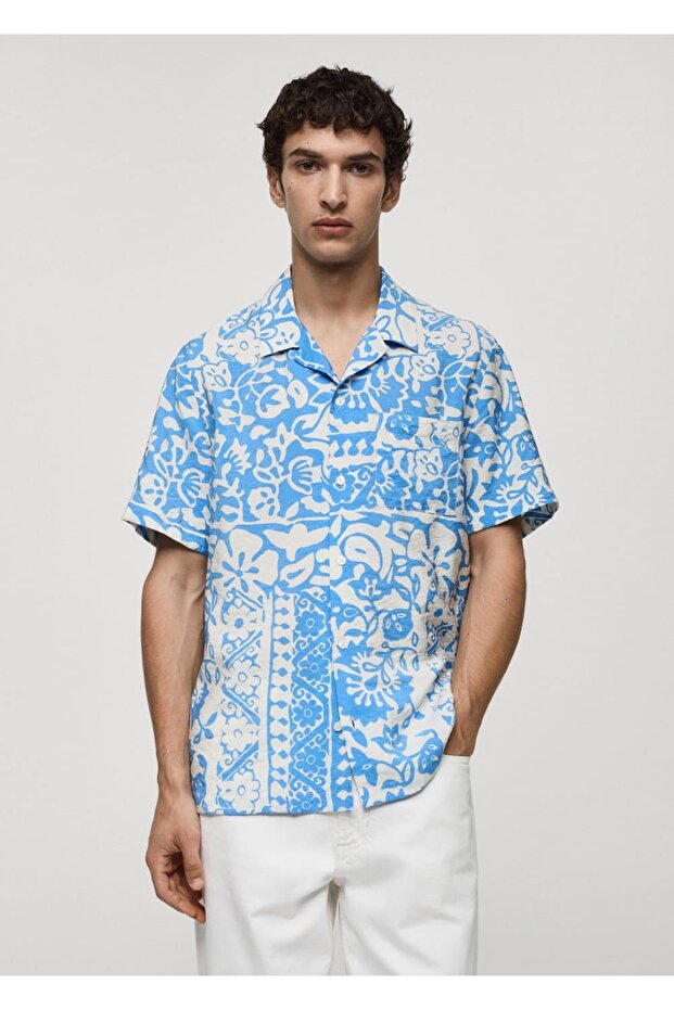 Patterned Draped Regular Fit Shirt - 1