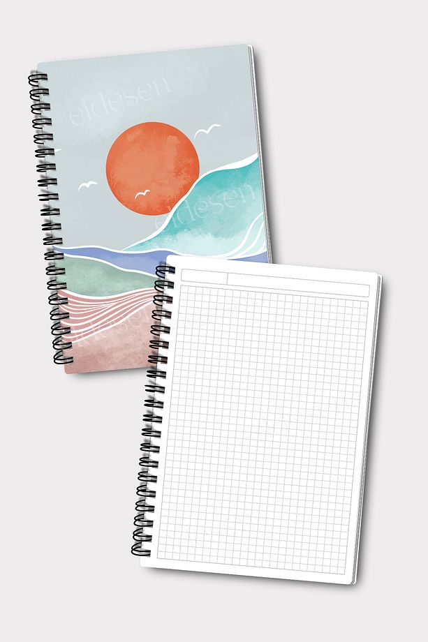 Spiralli Kareli Okul Defter Seti, A5 Boyutunda 50 Yaprak 100 Sayfa 4'lü Set, Kareli Defter Seti - 5