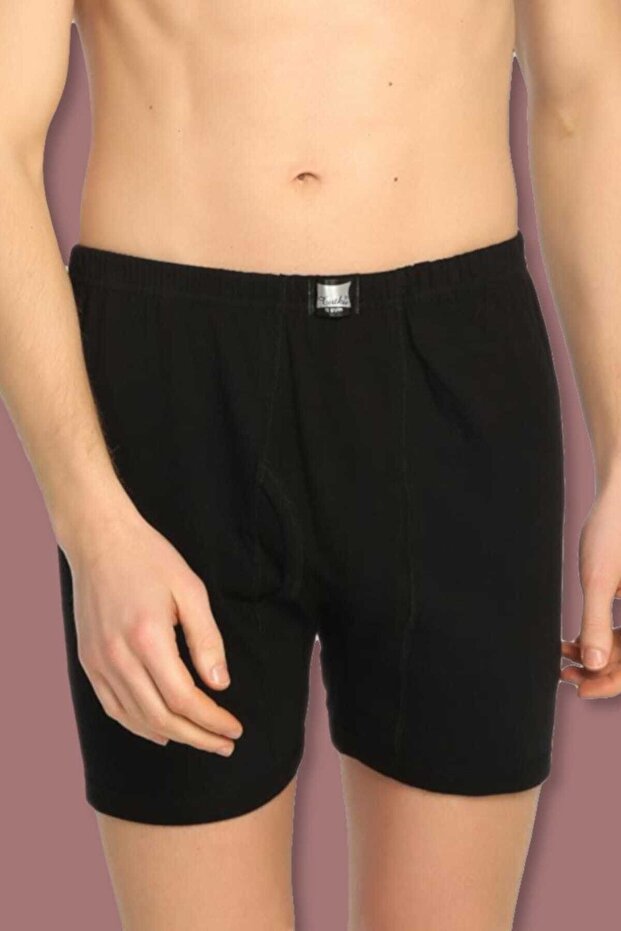 Men's Black 6-Pack Cotton Ribbed Sports Boxers