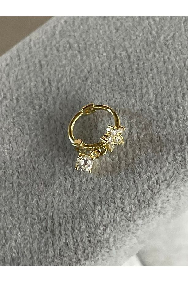 Gümüş Çiçekli Halka Helix Piercing - 1 Adet - 2