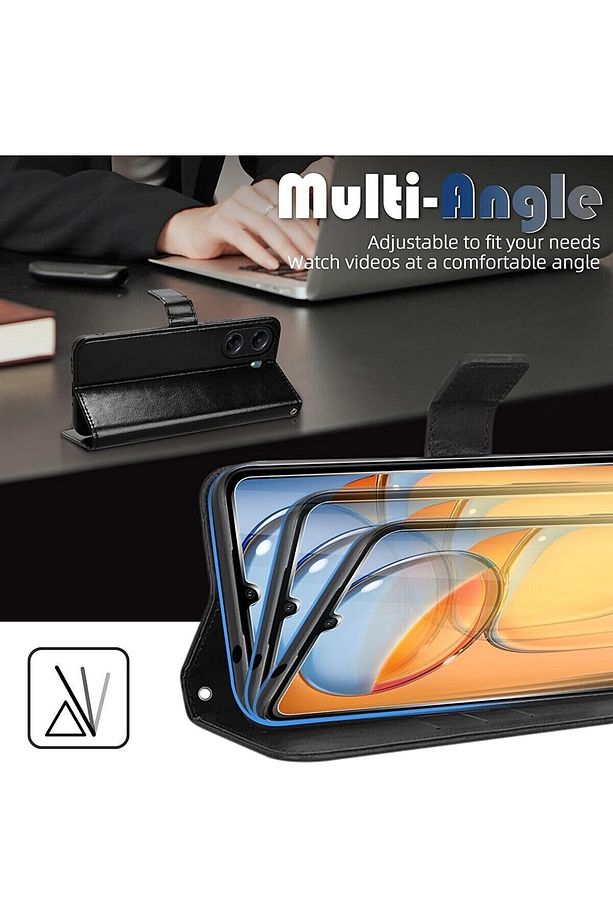 Xiaomi Poco C65 Kılıf 360 Tam Kaplar Deri Dokulu Kapaklı Cüzdan Standlı Kartvizitli Tank Zırh Kapak - 2