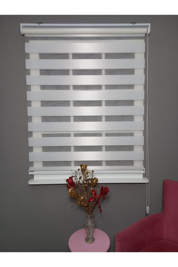 Taç Beyaz Bambu Zebra Perde - 1