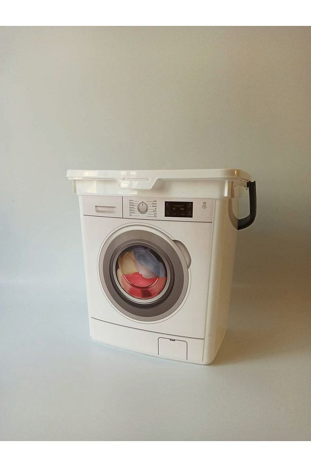 Beyaz Çamaşır Makinesi Desenli Deterjan Kutusu Saklama Kutusu 6 Lt - 4