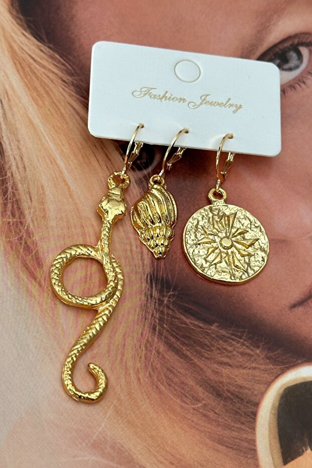 Snake Figured Set Earrings