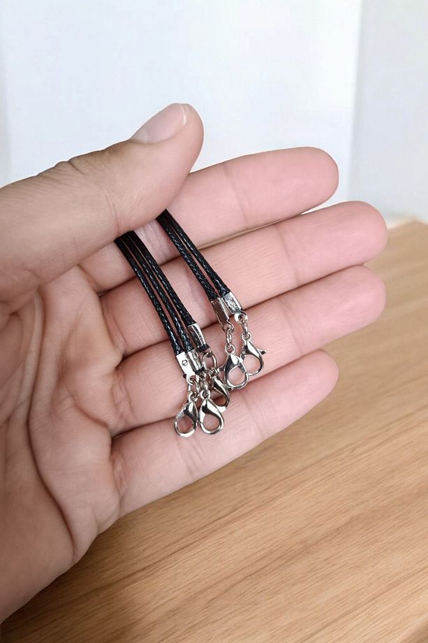 Deri Kauçuk Kolye Ipi Takı Ipi Papağan Klipsli Hazır Kolye Ipi 56 Cm 3 Adet Deri Kauçuk Kolye Ipi - 6