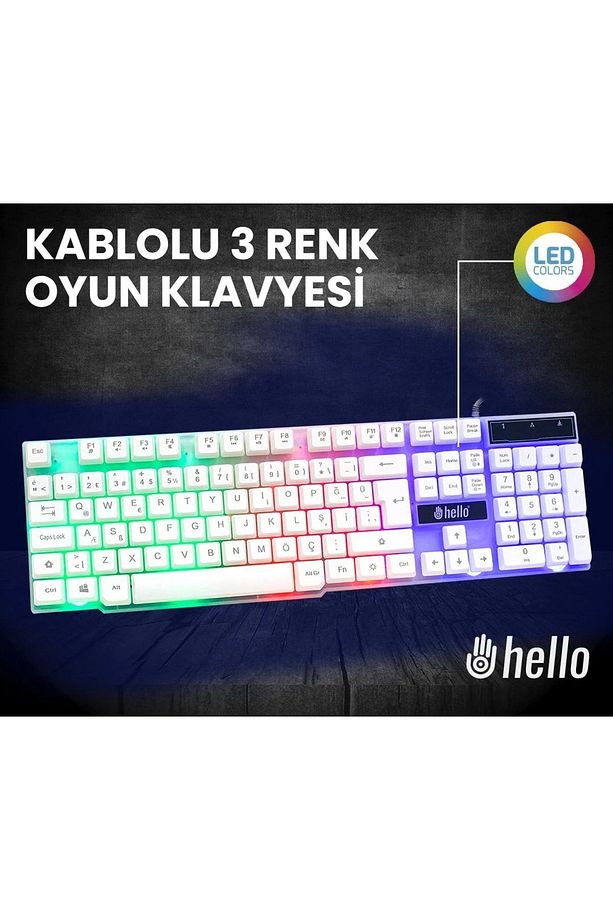 Hl-4731 Beyaz 3 Renk Led'li Kablolu Oyuncu Klavye,gamıng Klavye,q Klavye Hassas Ve Sessiz - 2