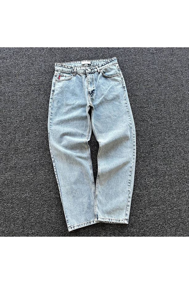 Mavi Kar Yıkama Baggy Kot Pantolon - 1