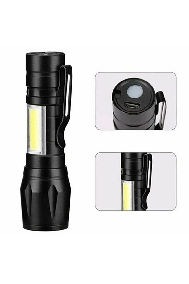 Ultra Güçlü 2500 Lumen 5w Cob Led Usb Şarjlı El Feneri Avcılık,kamp Feneri Deprem Çantalık Fener - 1