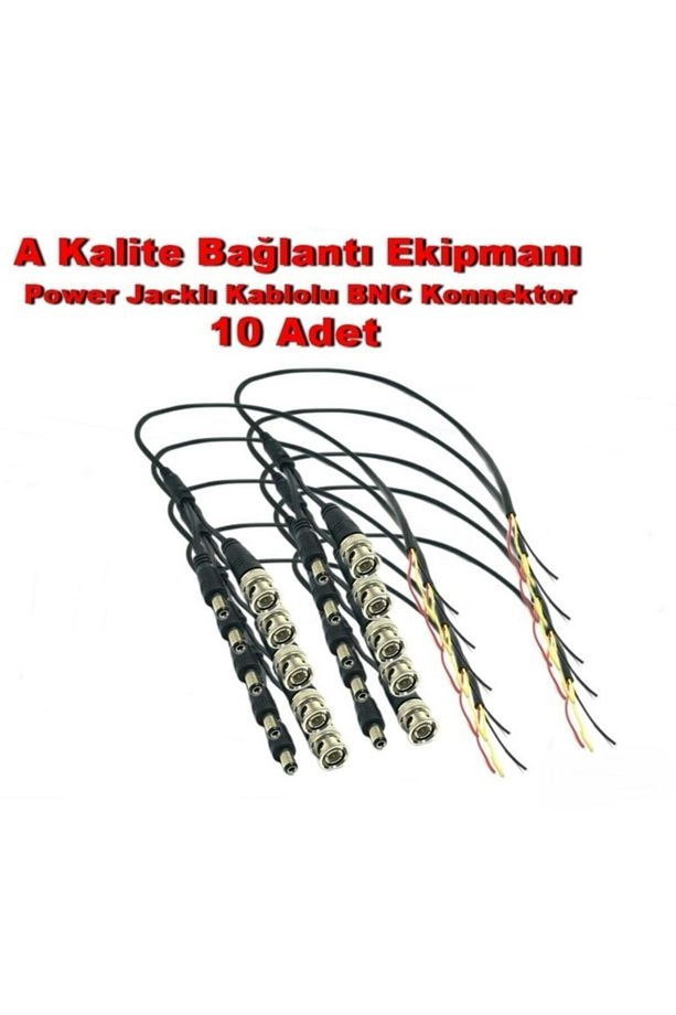 10 Adet Kablolu Hazır Bnc +power Jack Konnektör - 1