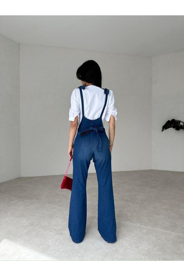 Gömlekli Denim Tulum - 4