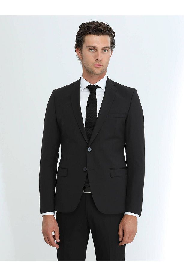 Mona Yaka Tek Yırtmaç Ekstra Slim Fit Yün Karışımlı Basic 6 Drop Klasik Takım Elbise - 2