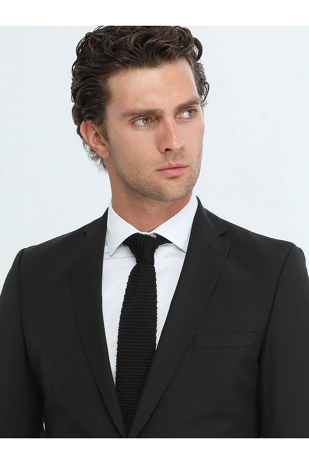 Mona Yaka Tek Yırtmaç Ekstra Slim Fit Yün Karışımlı Basic 6 Drop Klasik Takım Elbise - 4