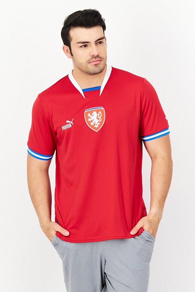 Pánsky futbalový dres s krátkym rukávom športového oblečenia, červený - 1