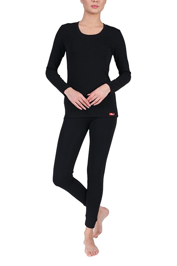 Women's Thermal Round Collar Long Sleeve Underwear Set -1905-1910