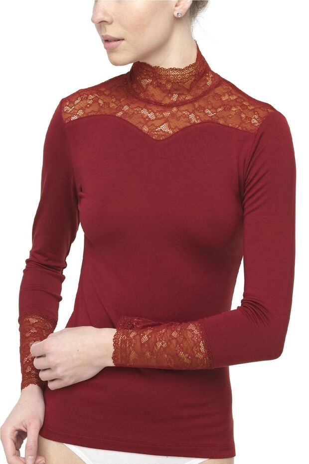 Women's Modal Long Sleeve Lace Lycra Top -2210
