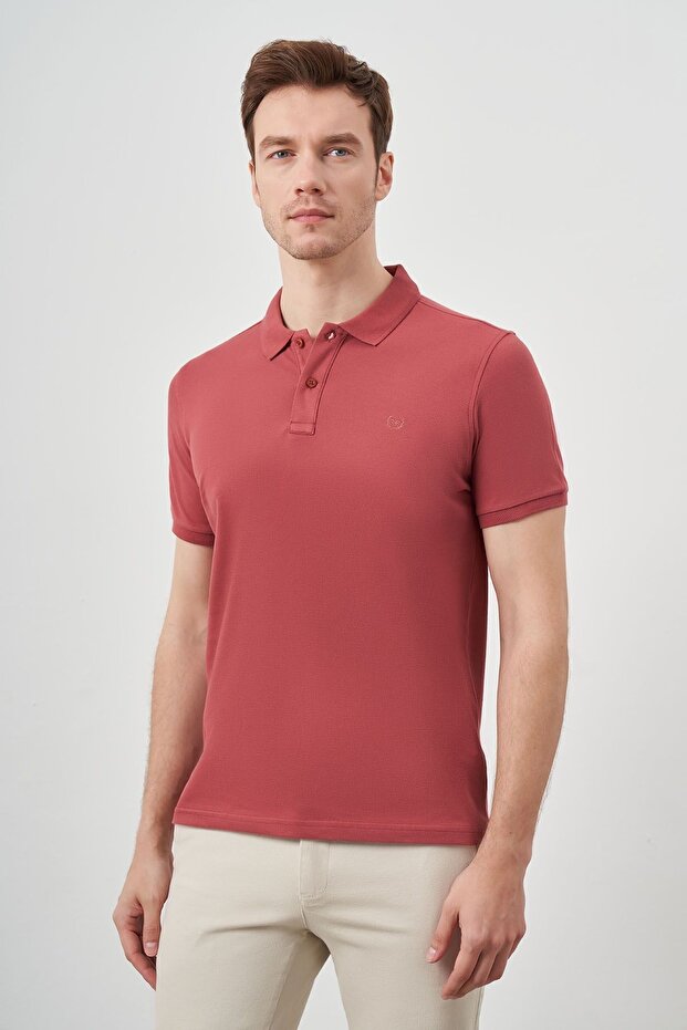 Rose Basic Straight 100% Cotton Slim Fit Slim Fit Short Sleeve Polo Collar Men's T-shirt
