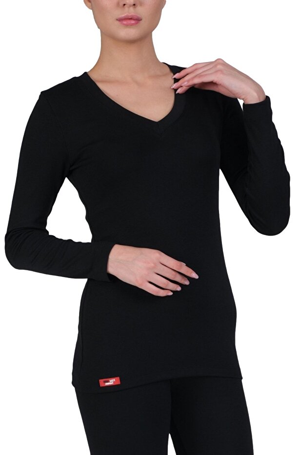 Women's Thermal V-neck Long Sleeve Underwear Top -1908