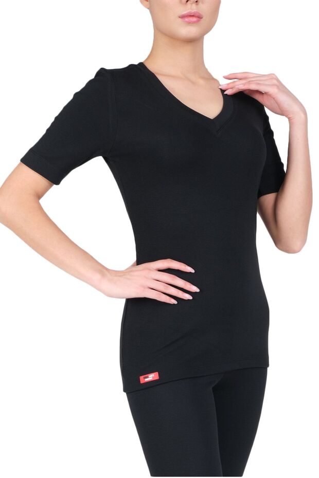 Women's Thermal V-neck Short Sleeve Underwear Top -1907