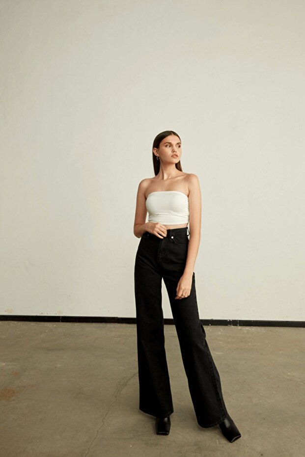 Στράπλες Crop White - 2