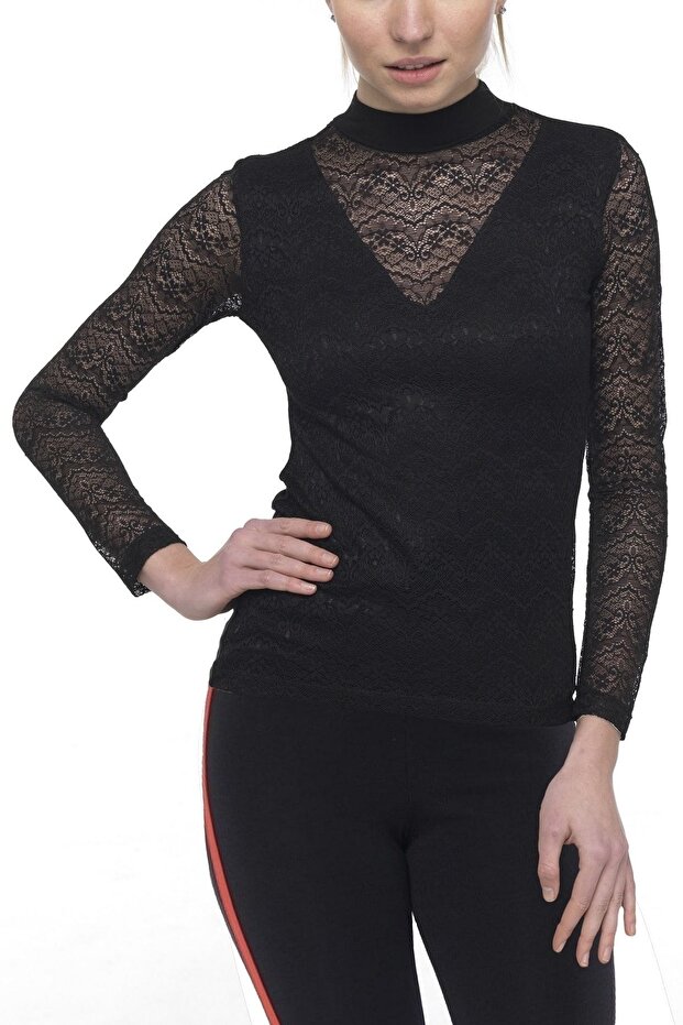 Women's Modal Long Sleeve Lace Lycra Top -2212