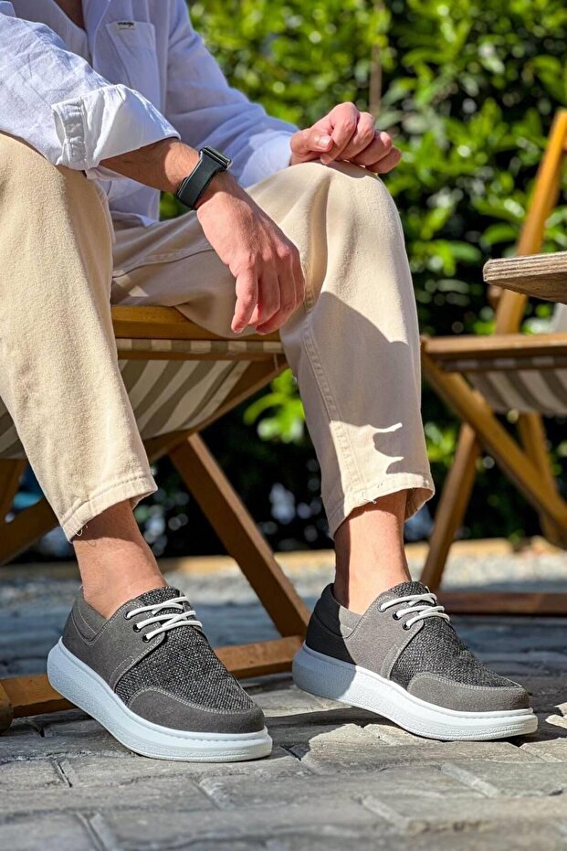 STUTGART Lace-Up Casual Men's Shoes GRAY/WHITE - KBC
