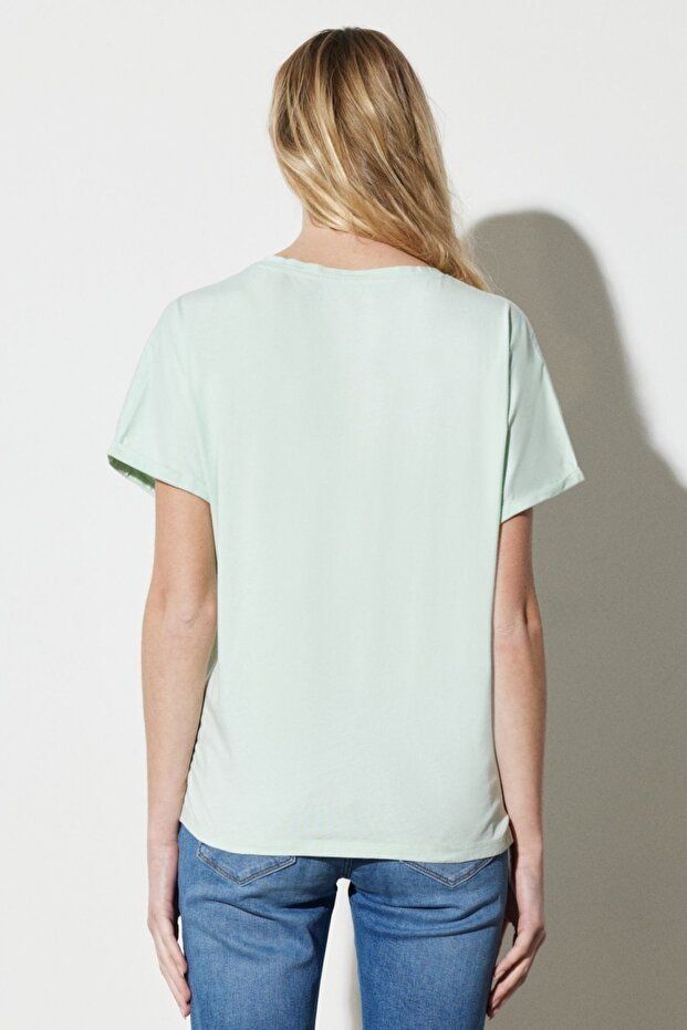 Regular Fit Normal Kesim %100 Pamuk V Yaka Tişört - 6