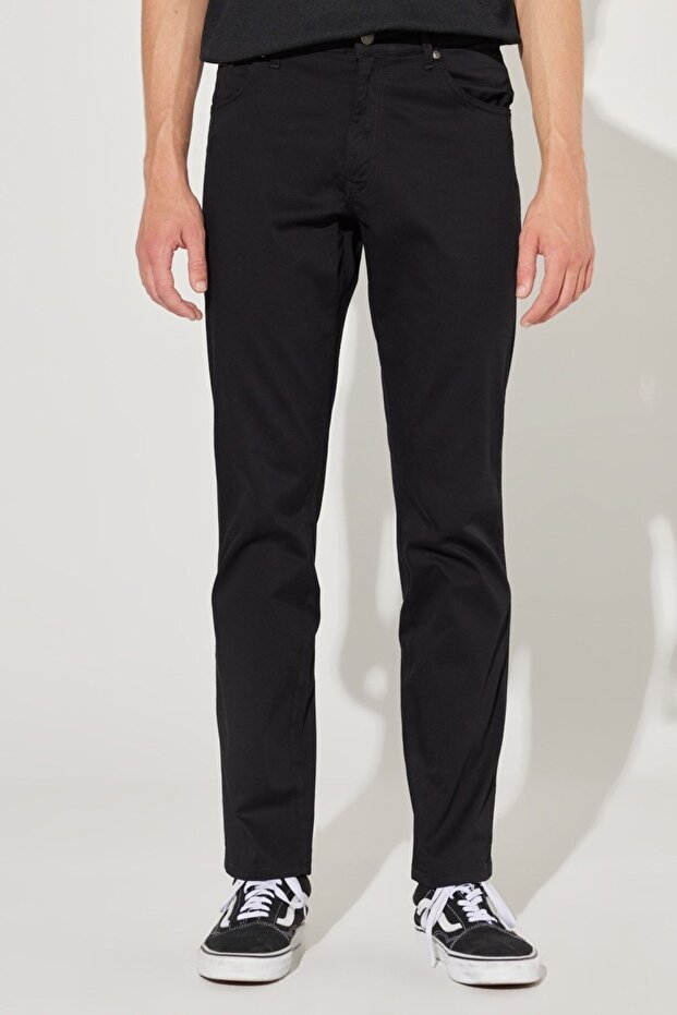 Texas Slim Fit Slim Fit Normal Waist Black Flexible Trousers