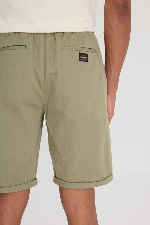 Regular Fit Normal Kesim %100 Pamuk Normal Bel Haki Chino Şort - 5