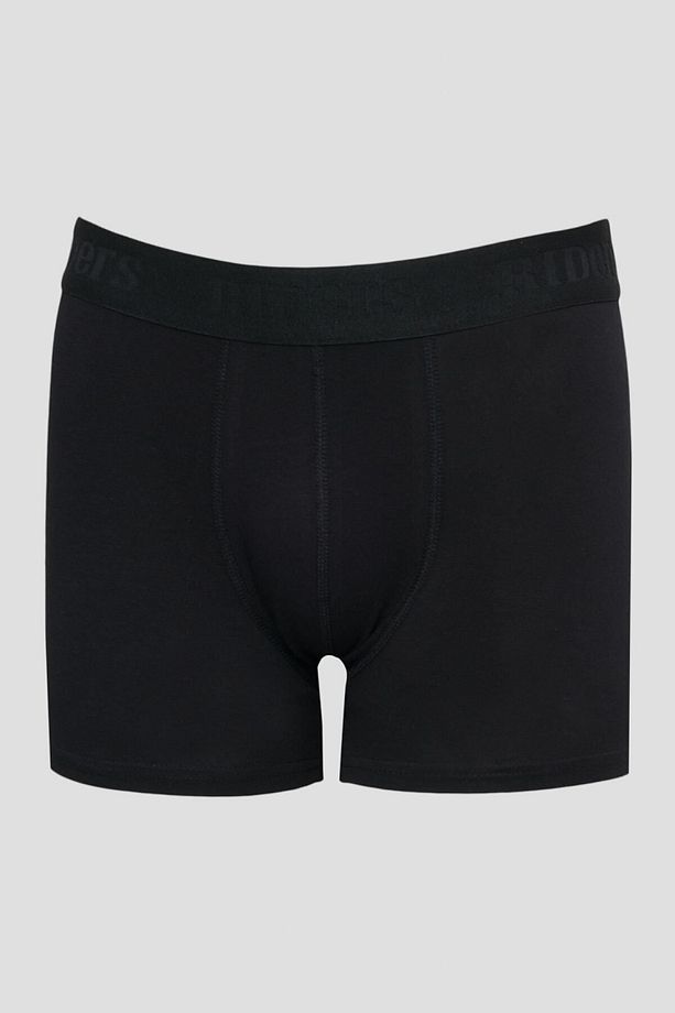 Pamuklu Esnek Regular Fit Siyah Logolu 3'lü Boxer Paketi - 3