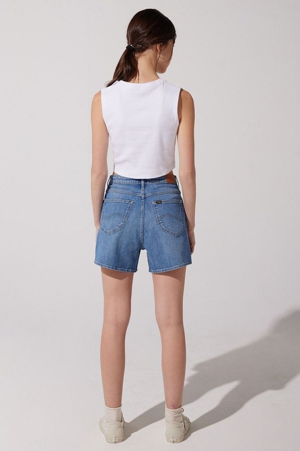 Stella Regular Fit Normal Kesim Yükek Bel Mavi Esnek Jean Kot Şort - 6