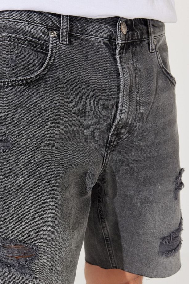 Regular Fit Normal Kesim %100 Pamuk Normal Bel Jean Kot Şort - 6