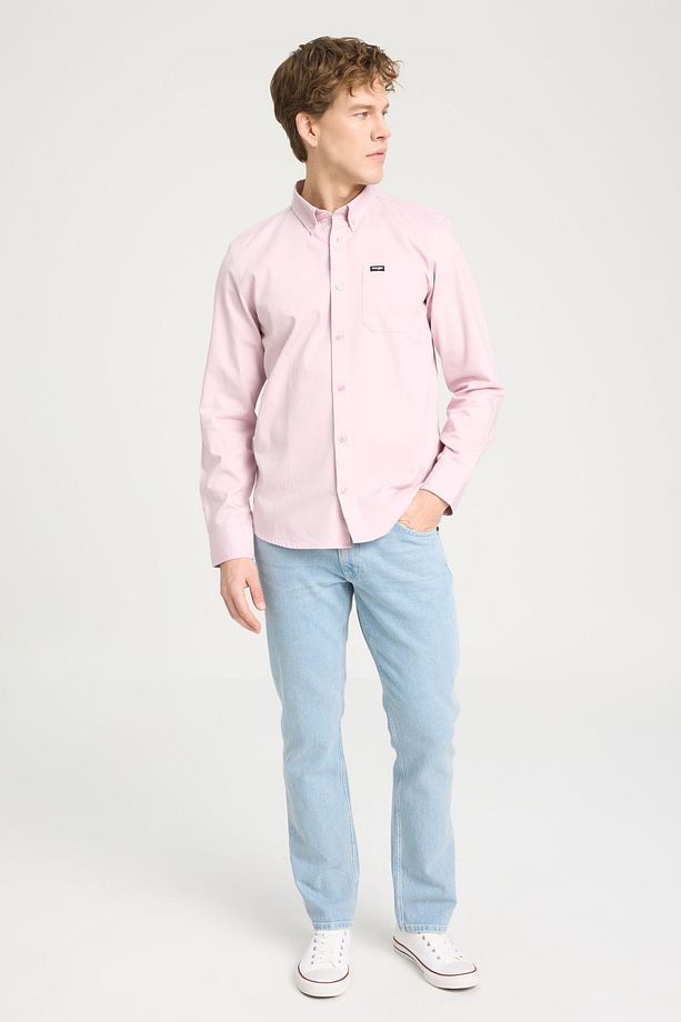 Regular Fit Normal Kesim %100 Pamuk Pembe Gömlek - 5
