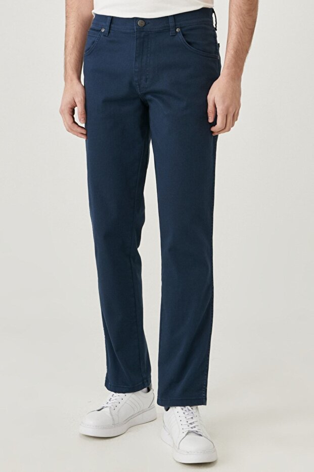 Texas Slim Fit Slim Fit Regular Waist Narrow Leg Stretchy Blue Men's Trousers