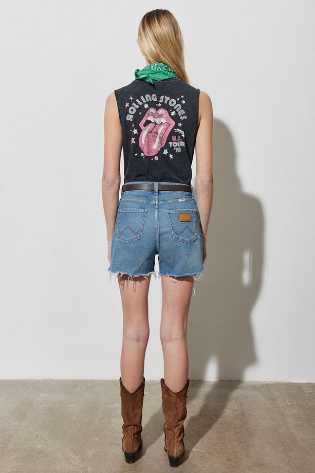Regular Fit Normal Kesim Yüksek Bel Desenli Esnek Jean Kot Şort - 8