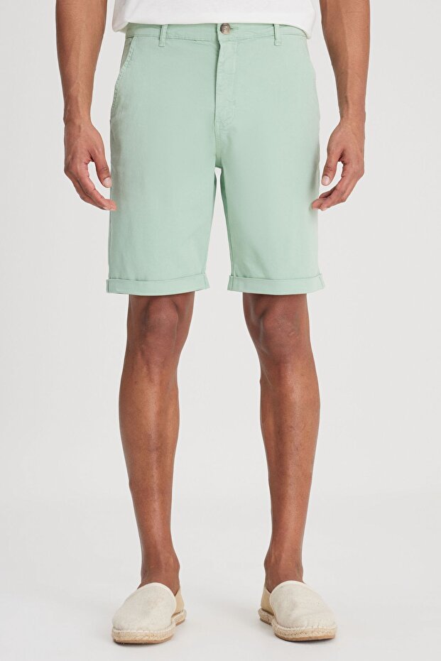 Regular Fit Normal Kesim Normal Bel Mint Yeşili Şort - 5