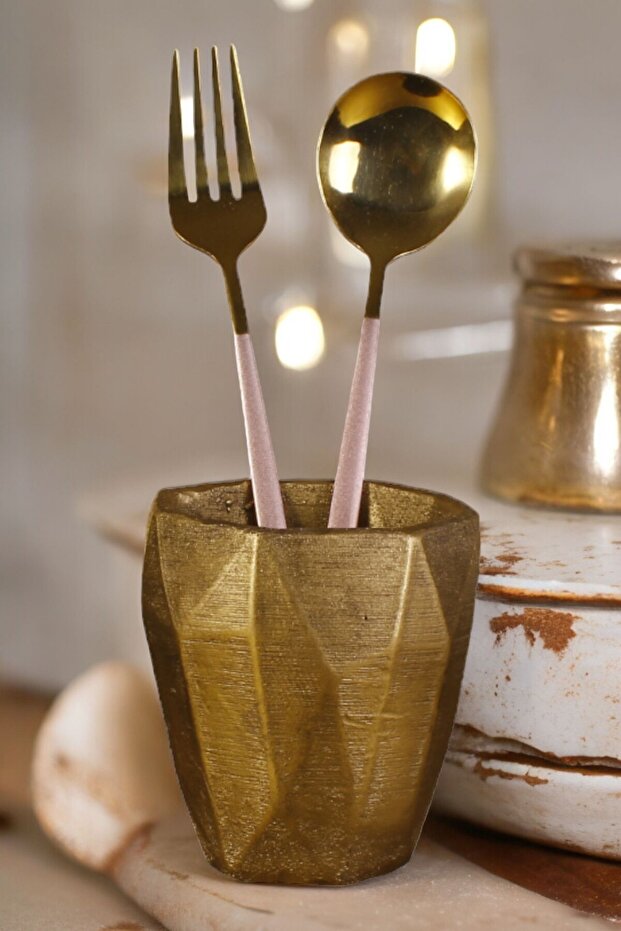Countertop Spoon Holder Modern Countertop Spoon Holder Decorative Vertical Spoon Holder Antique Gold Color Model 2